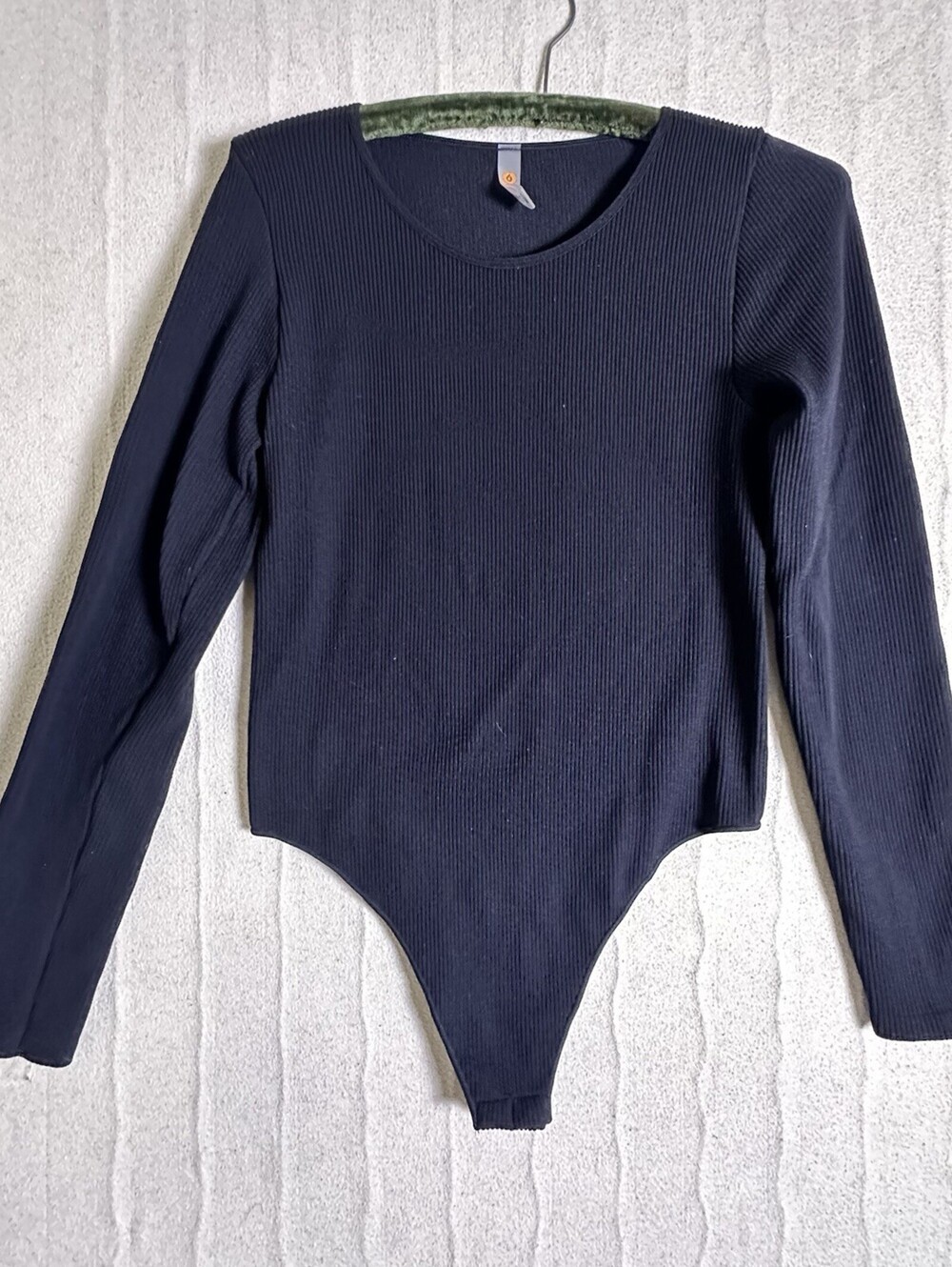 Ribbed Knit Long Sleeve Black Body Suit  2x Plus Size Goth Minimalist Base Layer